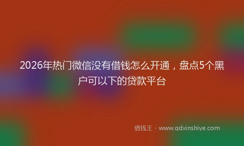 2026年热门微信没有借钱怎么开通，盘点5个黑户可以下的贷款平台