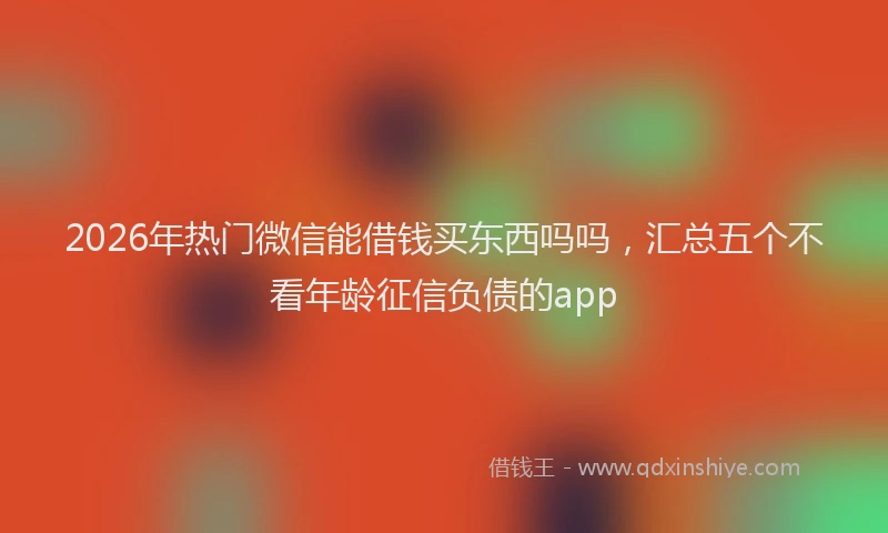 2026年热门微信能借钱买东西吗吗，汇总五个不看年龄征信负债的app