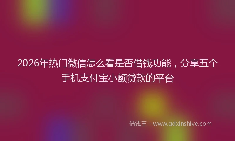 2026年热门微信怎么看是否借钱功能，分享五个手机支付宝小额贷款的平台