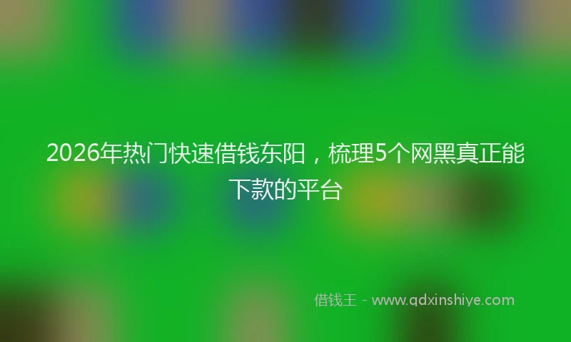 2026年热门快速借钱东阳，梳理5个网黑真正能下款的平台