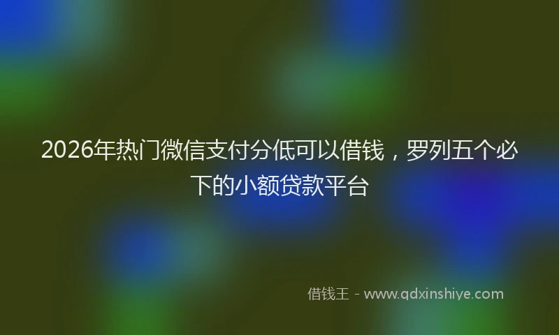 2026年热门微信支付分低可以借钱,罗列五个必下的小额贷款平台