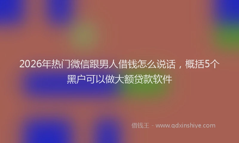 2026年热门微信跟男人借钱怎么说话，概括5个黑户可以做大额贷款软件