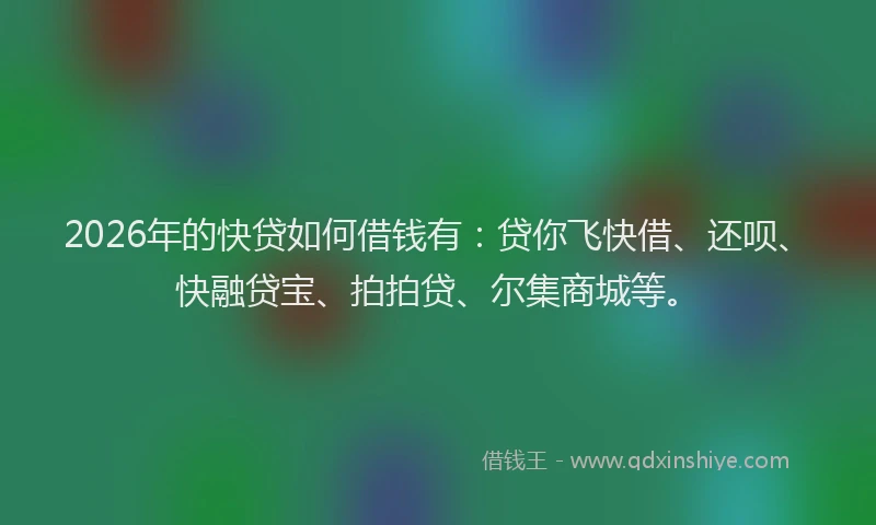 2026年的快贷如何借钱有：贷你飞快借、还呗、快融贷宝、拍拍贷、尔集商城等。