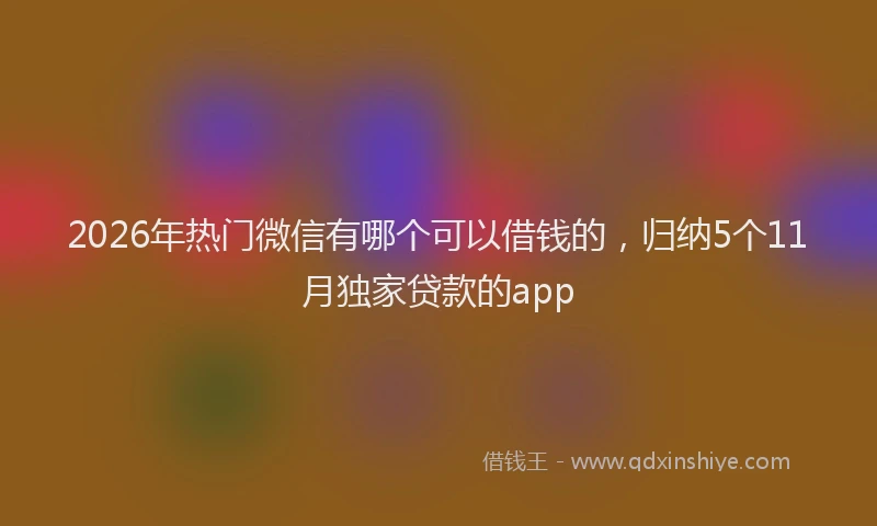 2026年热门微信有哪个可以借钱的，归纳5个11月独家贷款的app