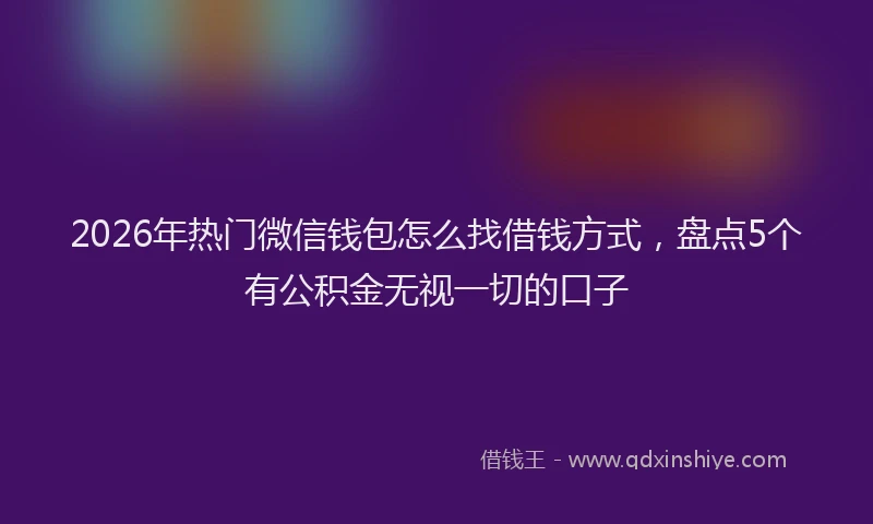2026年热门微信钱包怎么找借钱方式，盘点5个有公积金无视一切的口子