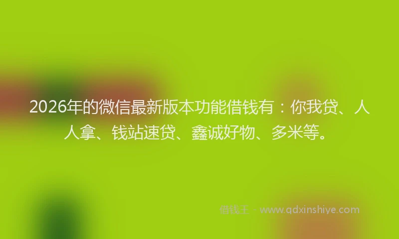 2026年的微信最新版本功能借钱有：你我贷、人人拿、钱站速贷、鑫诚好物、多米等。