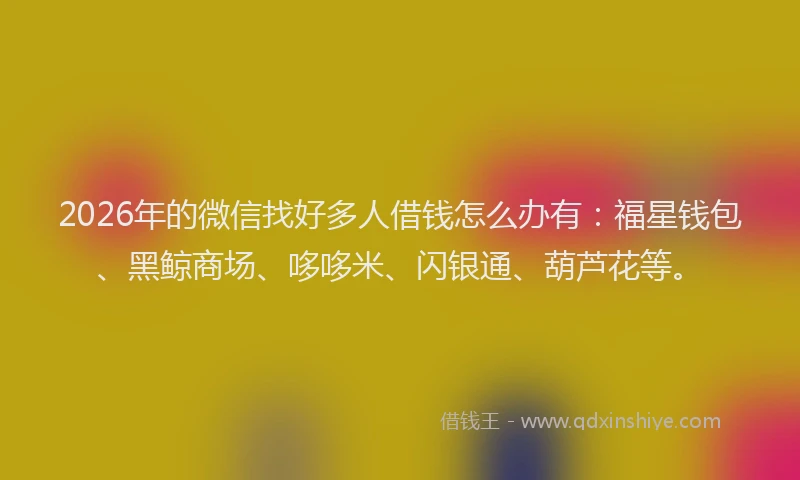 2026年的微信找好多人借钱怎么办有：福星钱包、黑鲸商场、哆哆米、闪银通、葫芦花等。