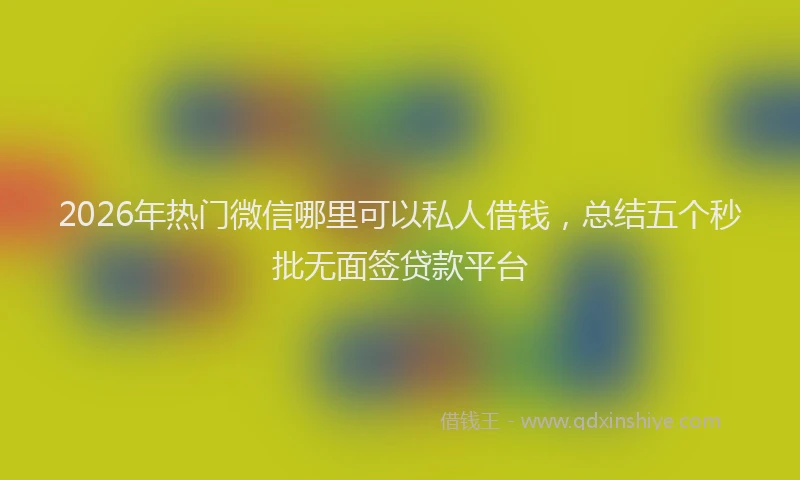 2026年热门微信哪里可以私人借钱，总结五个秒批无面签贷款平台