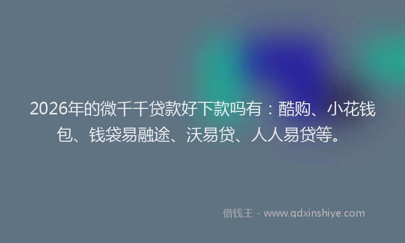 2026年的微千千贷款好下款吗有：酷购、小花钱包、钱袋易融途、沃易贷、人人易贷等。