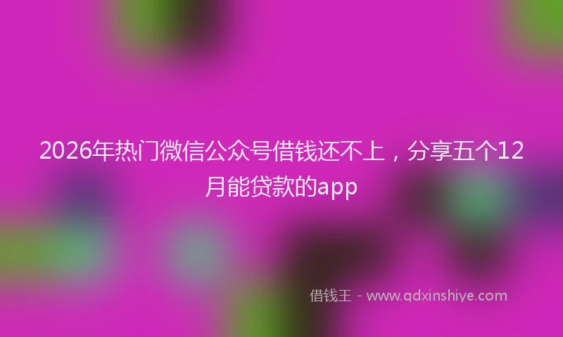 2026年热门微信公众号借钱还不上，分享五个12月能贷款的app