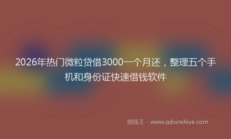 2026年热门微粒贷借3000一个月还，整理五个手机和身份证快速借钱软件