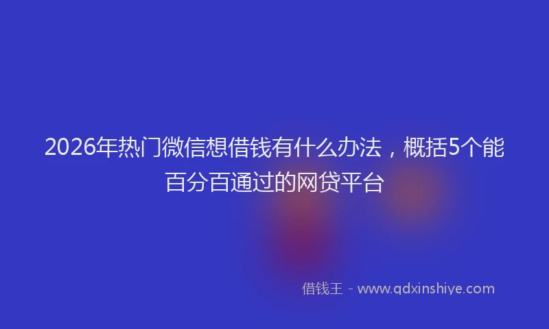 2026年热门微信想借钱有什么办法，概括5个能百分百通过的网贷平台