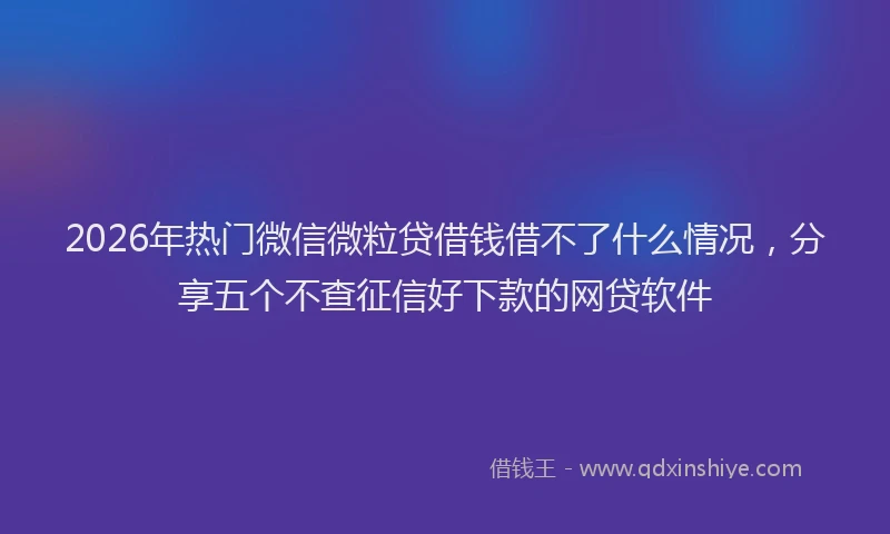 2026年热门微信微粒贷借钱借不了什么情况，分享五个不查征信好下款的网贷软件