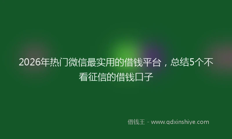 2026年热门微信最实用的借钱平台，总结5个不看征信的借钱口子