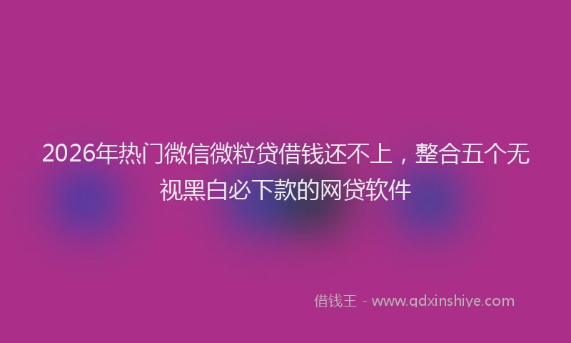 2026年热门微信微粒贷借钱还不上，整合五个无视黑白必下款的网贷软件
