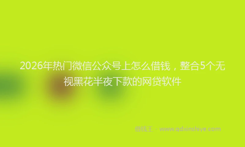2026年热门微信公众号上怎么借钱，整合5个无视黑花半夜下款的网贷软件