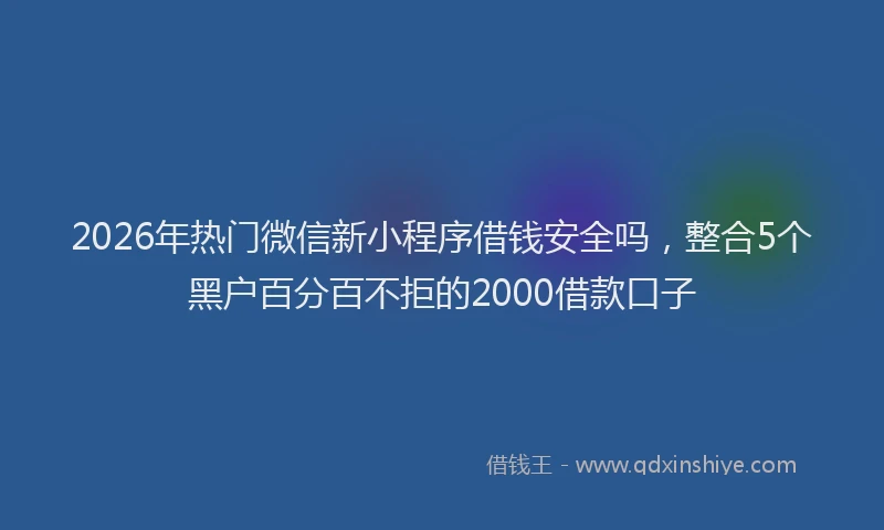 2026年热门微信新小程序借钱安全吗，整合5个黑户百分百不拒的2000借款口子