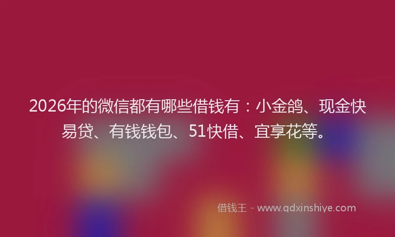 2026年的微信都有哪些借钱有:小金鸽、现金快易贷、有钱钱包、51快借、宜享花等。