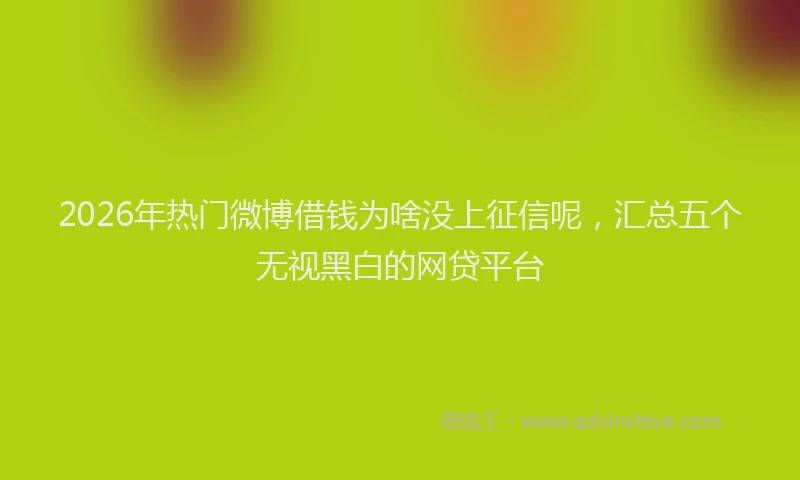 2026年热门微博借钱为啥没上征信呢，汇总五个无视黑白的网贷平台