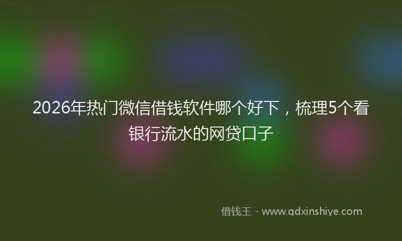 2026年热门微信借钱软件哪个好下，梳理5个看银行流水的网贷口子
