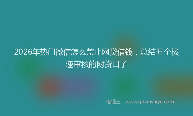 2026年热门微信怎么禁止网贷借钱，总结五个极速审核的网贷口子