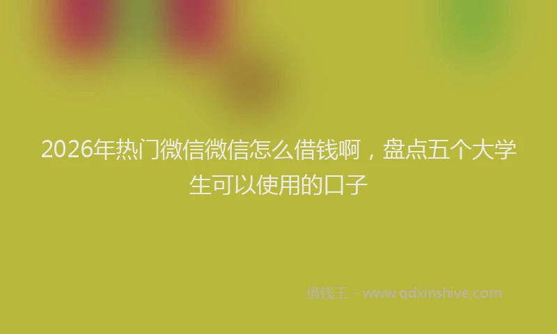 2026年热门微信微信怎么借钱啊，盘点五个大学生可以使用的口子