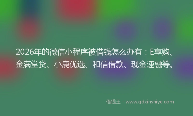 2026年的微信小程序被借钱怎么办有：E享购、金满堂贷、小鹿优选、和信借款、现金速融等。