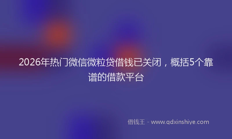 2026年热门微信微粒贷借钱已关闭，概括5个靠谱的借款平台