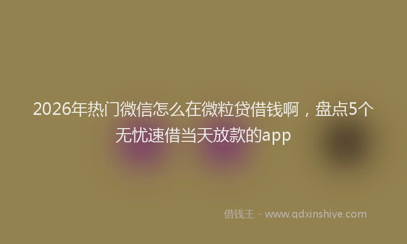 2026年热门微信怎么在微粒贷借钱啊，盘点5个无忧速借当天放款的app