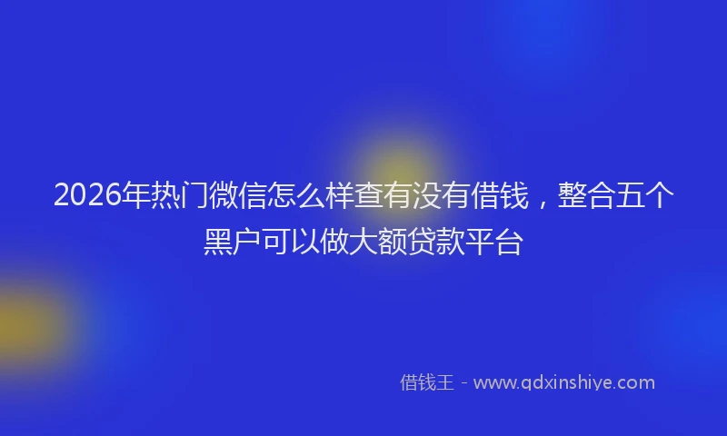 2026年热门微信怎么样查有没有借钱，整合五个黑户可以做大额贷款平台