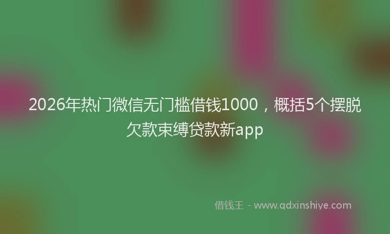 2026年热门微信无门槛借钱1000，概括5个摆脱欠款束缚贷款新app