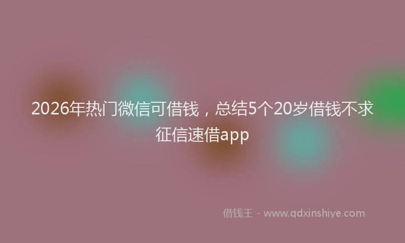 2026年热门微信可借钱，总结5个20岁借钱不求征信速借app