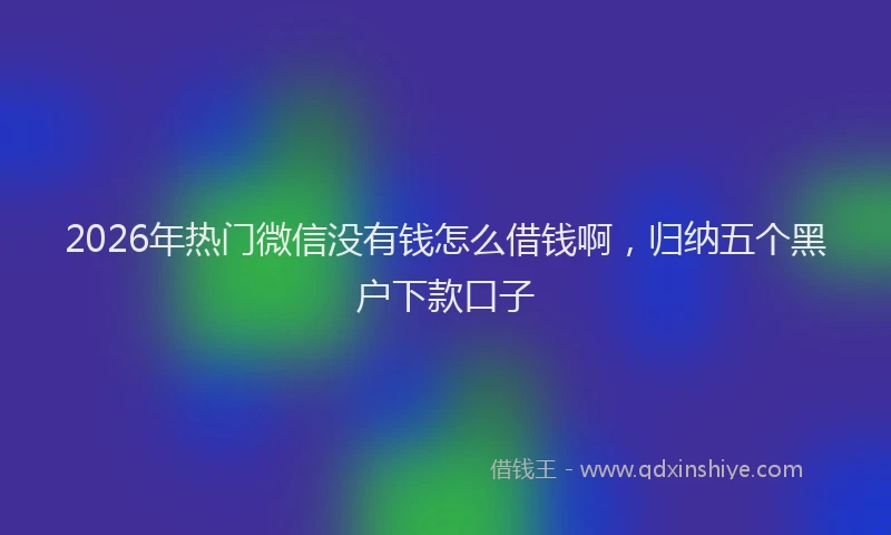 2026年热门微信没有钱怎么借钱啊，归纳五个黑户下款口子