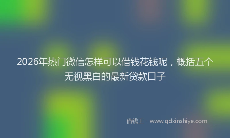 2026年热门微信怎样可以借钱花钱呢，概括五个无视黑白的最新贷款口子