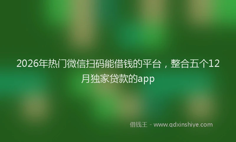2026年热门微信扫码能借钱的平台，整合五个12月独家贷款的app