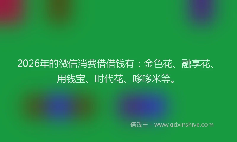 2026年的微信消费借借钱有:金色花、融享花、用钱宝、时代花、哆哆米等。