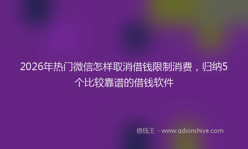 2026年热门微信怎样取消借钱限制消费，归纳5个比较靠谱的借钱软件