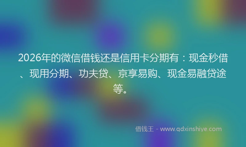 2026年的微信借钱还是信用卡分期有：现金秒借、现用分期、功夫贷、京享易购、现金易融贷途等。