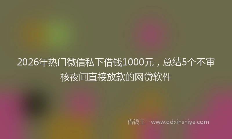 2026年热门微信私下借钱1000元，总结5个不审核夜间直接放款的网贷软件