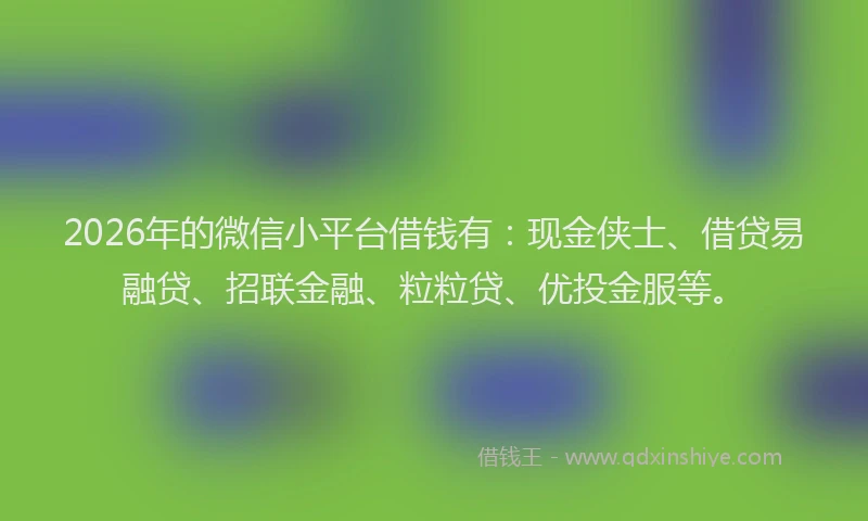 2026年的微信小平台借钱有：现金侠士、借贷易融贷、招联金融、粒粒贷、优投金服等。