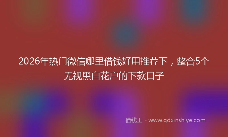 2026年热门微信哪里借钱好用推荐下，整合5个无视黑白花户的下款口子