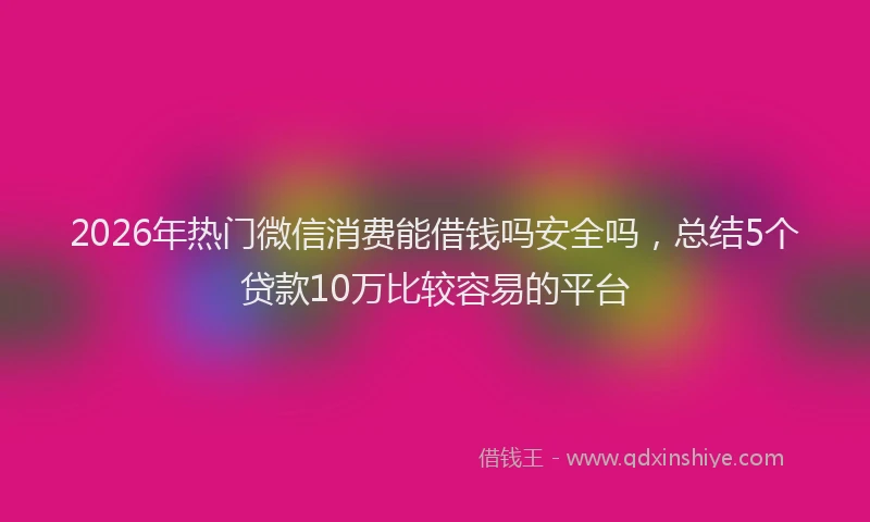 2026年热门微信消费能借钱吗安全吗，总结5个贷款10万比较容易的平台