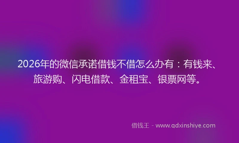 2026年的微信承诺借钱不借怎么办有：有钱来、旅游购、闪电借款、金租宝、银票网等。