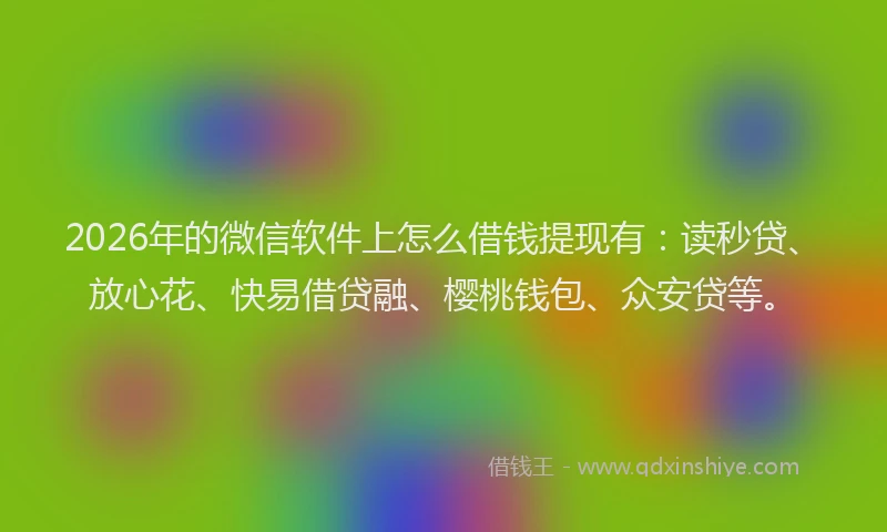 2026年的微信软件上怎么借钱提现有：读秒贷、放心花、快易借贷融、樱桃钱包、众安贷等。