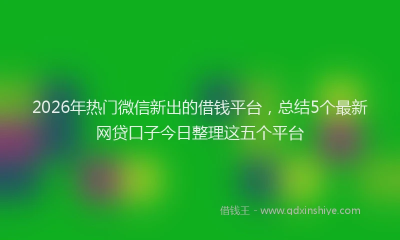 2026年热门微信新出的借钱平台，总结5个最新网贷口子今日整理这五个平台