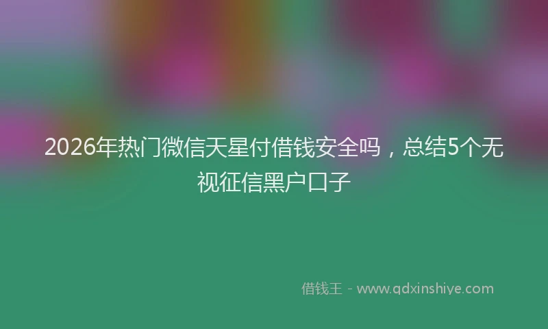 2026年热门微信天星付借钱安全吗，总结5个无视征信黑户口子