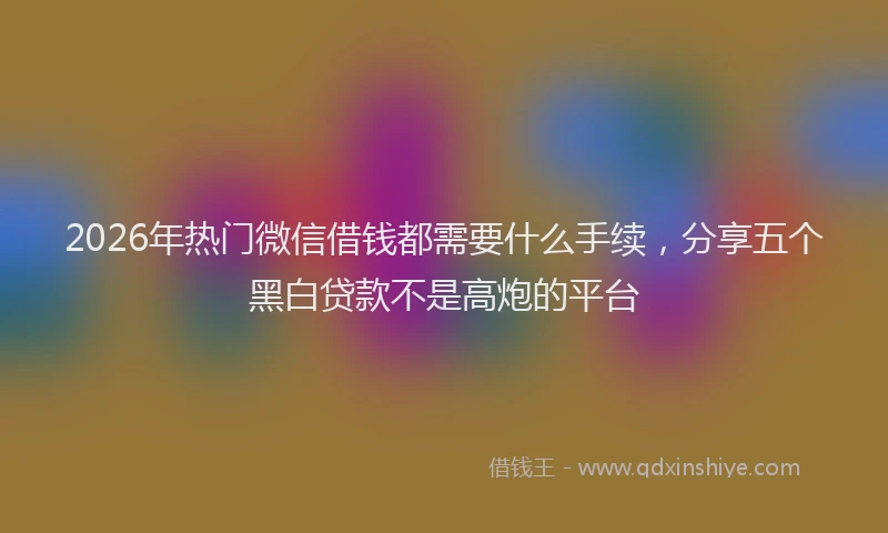 2026年热门微信借钱都需要什么手续，分享五个黑白贷款不是高炮的平台
