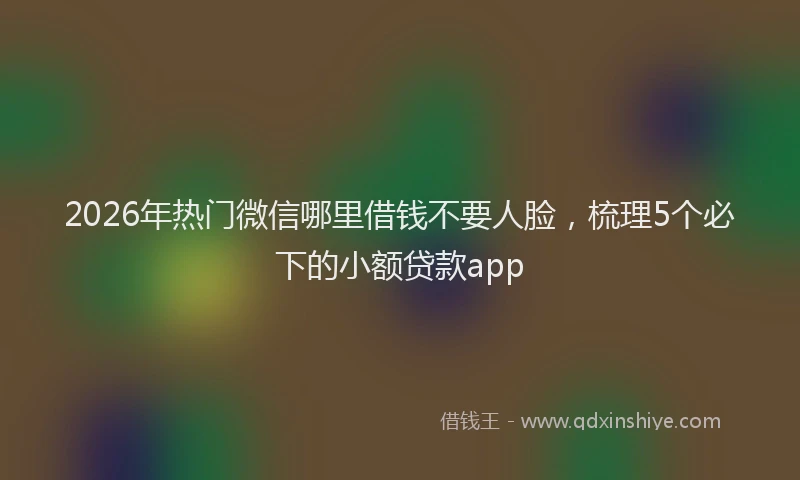 2026年热门微信哪里借钱不要人脸，梳理5个必下的小额贷款app