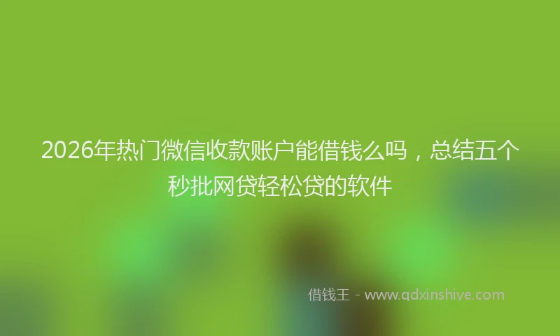 2026年热门微信收款账户能借钱么吗，总结五个秒批网贷轻松贷的软件