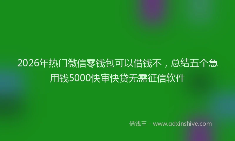 2026年热门微信零钱包可以借钱不，总结五个急用钱5000快审快贷无需征信软件